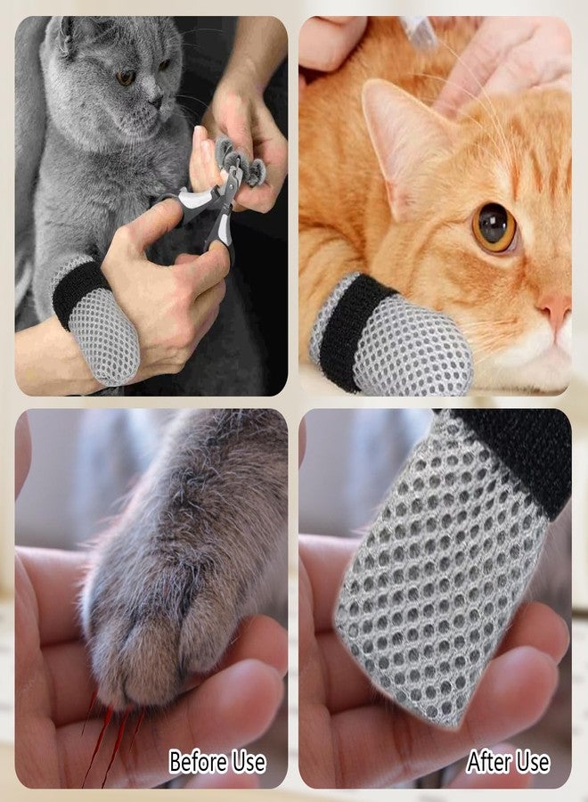 QIYUDA 4 Pcs Cat Mittens to Prevent Scratching for Pets with Paw Inner Diameter up to 1.35 Inches, Adjustable Breathable Mesh Kitten Shoes Socks Booties for Only Grey - Image 3